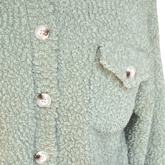 NWT Blue Blush Chunky Boucle Knit Sage Button Sweater Jacket Cottagecore Boho -M - Picture 4 of 15